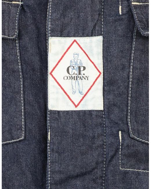 C P Company Blue Denim Logo Patch Jacket for men