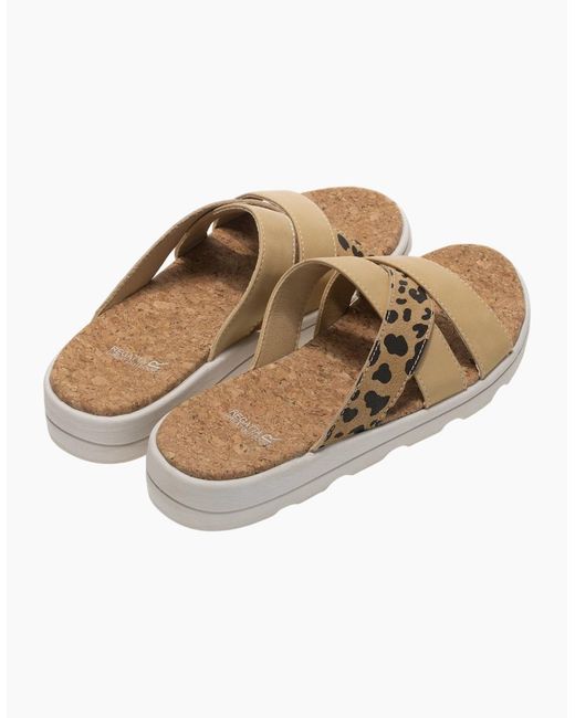Regatta Brown Ladies Cassie Leopard Pattern Sandals