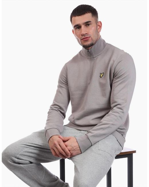 Lyle & Scott Gray Quarter Zip Sweatshirt for men