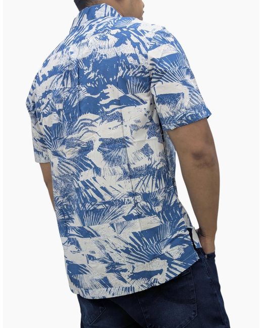 Timberland Blue Hawaiian Shirt Vintage Casual Beach Summer Holiday Floral for men