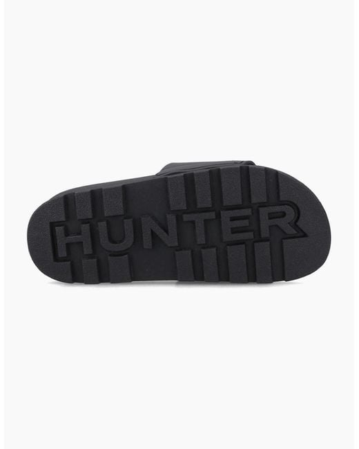 Hunter Black Core Embossed Slider Sandals