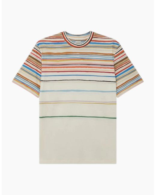 Paul Smith White Cairo Stripe T-Shirt 04 Ivory for men
