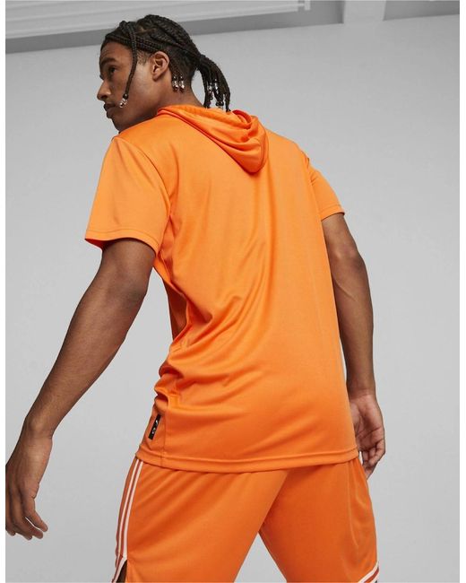 PUMA Orange Hoops Team Short Sleeve Performance T-Shirt for men