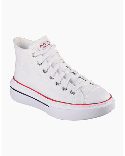 Skechers White Mid Top Lace Up W Air Cooled Low Top Trainers