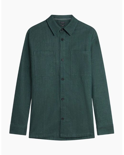 Ted Baker Green Shaww Delave Linen Dark Overshirt for men