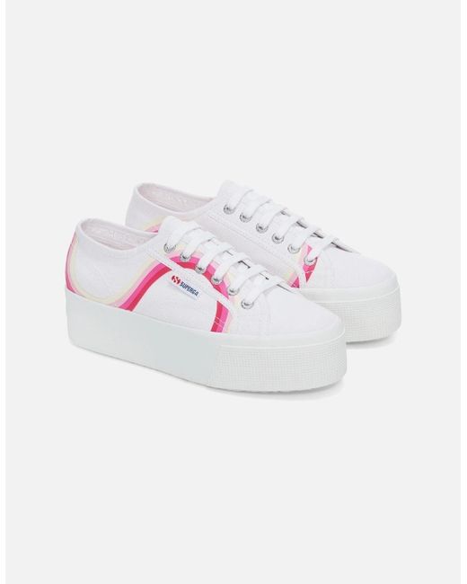 Superga Pink 2790 Round Stripes Cotton /Shaded Trainers