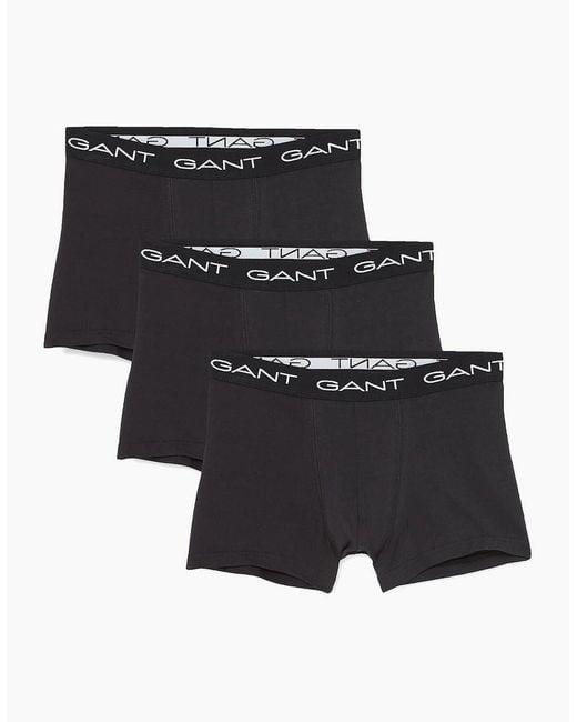 Gant Black 3-Pack Classic Logo Boxer Trunks for men