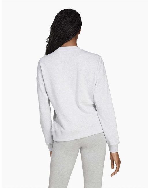 Adidas White Logo Print Wordmark Crew Neck Long Sleeve Sweatshirt