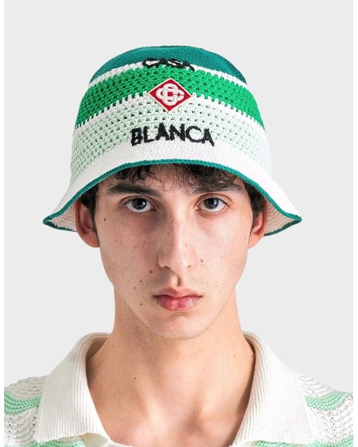 Casablanca Green Cotton Crochet Hat for men