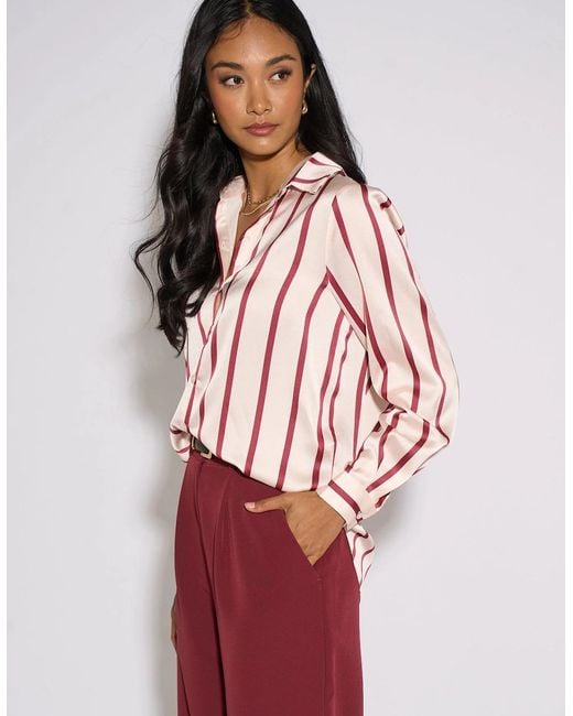 Gini London Red Burgundy Stripe Loose Fit Shirt