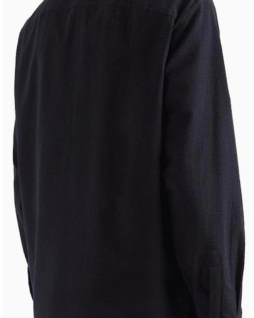 ARMANI EXCHANGE Blue Seersucker Textured Long Sleeve Shirt for men