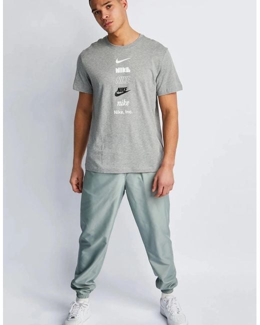 Nike Gray Graphic Print Stack Logo T Shirt for men