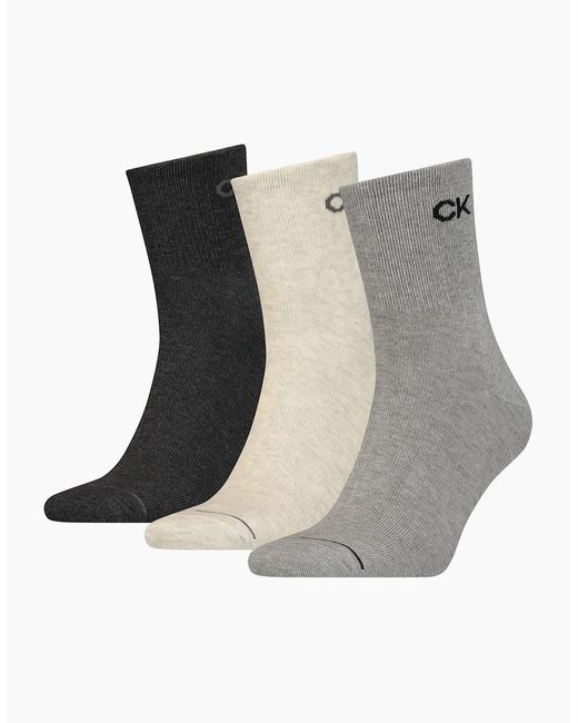 Calvin Klein Black 3-Pack Combed Cotton Short Socks, Mid Melange for men