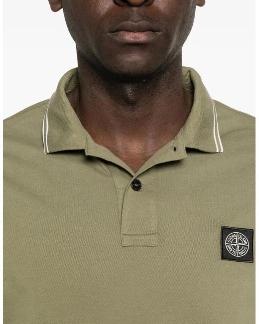 Stone Island Green S0018 Patch Logo Polo for men