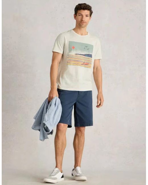 White Stuff Blue Abersoch Surfer Graphic Tee Natural Print for men