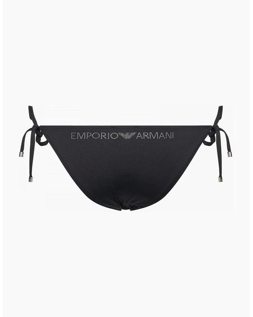 Emporio Armani Black Logo Side Tie Bikini Bottoms