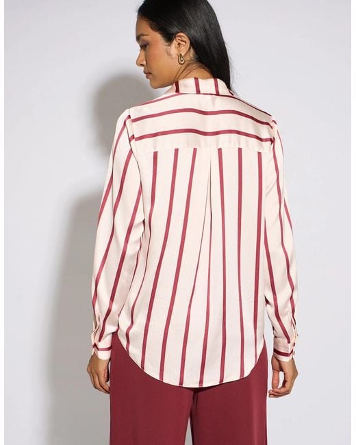 Gini London Red Burgundy Stripe Loose Fit Shirt