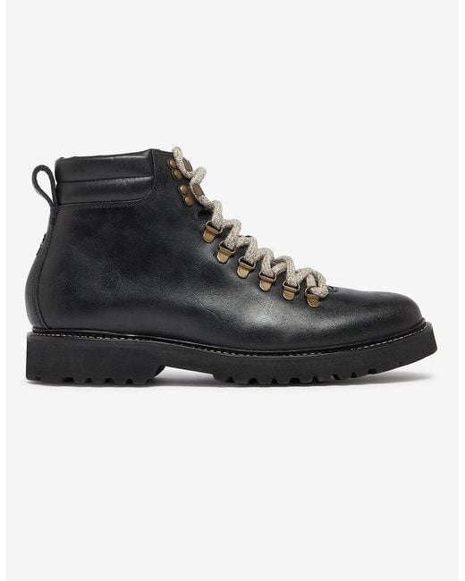 Oliver Sweeney Black Waxed Leather Hiker Boots for men