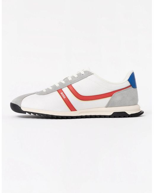 Boss White Boss Zayn Low-Top Trainers With Faux-Leather Trims for men