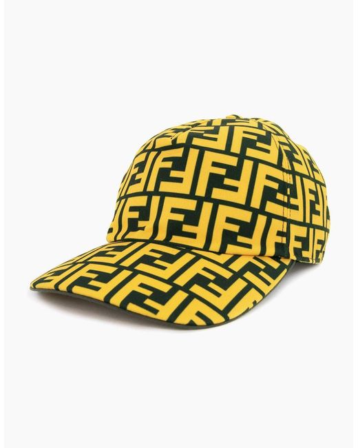 Fendi Metallic Ff Print Canvas Baseball Cap for men