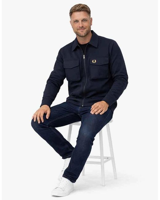 Fred Perry Blue Ripstop Pocket Overshirt for men