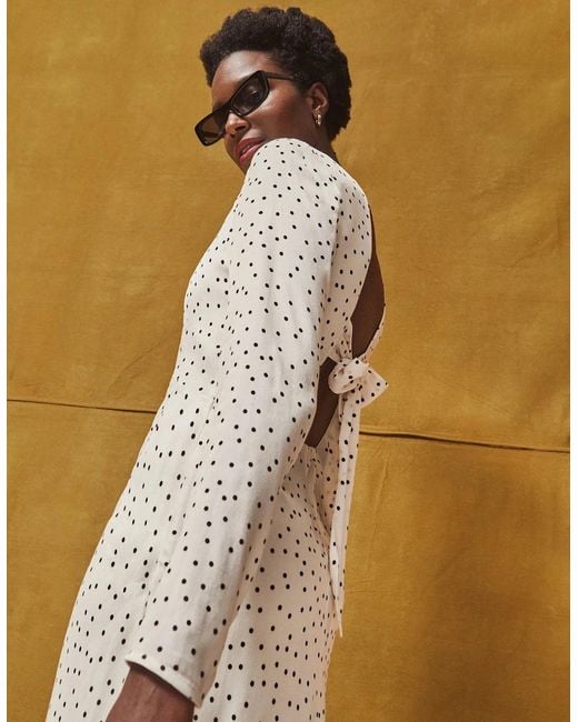 Ro&zo White Petite And Polka Dot Tie Back Dress