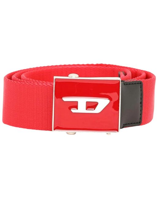 DIESEL Red B-Plakue Webbing Belt Work Belt Metal Buckle Waistbelt Army Golf New for men