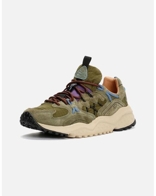 Flower Mountain Green Yamabushi Suede/Nylon Army Trainers
