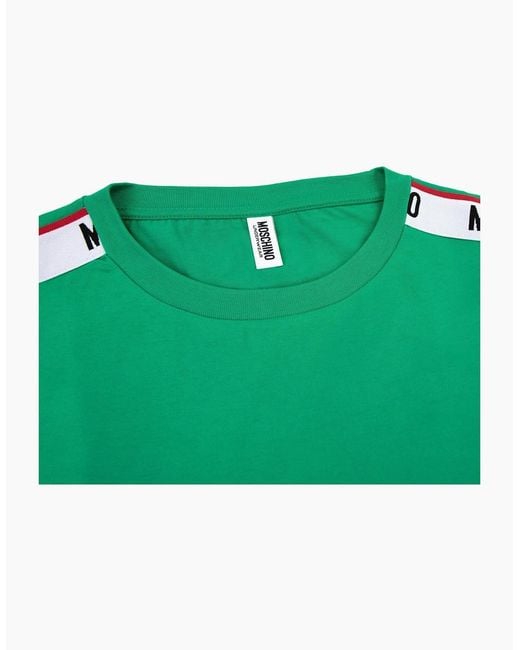 Moschino Green Underwear Tape Logo T-Shirt for men