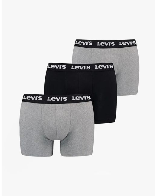 Levi's Gray Levi's Repeat Logo 3 Pack Trunks Combo for men