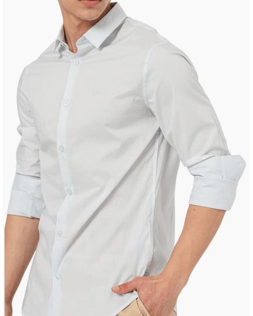 ARMANI EXCHANGE Gray Print Logo Button Up Light Shirt for men