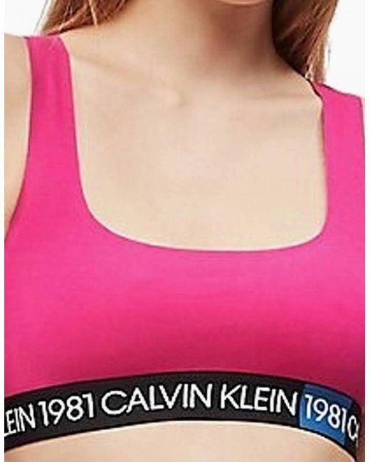 Calvin Klein Pink 1981 Bold Cotton Bralette, Quiver