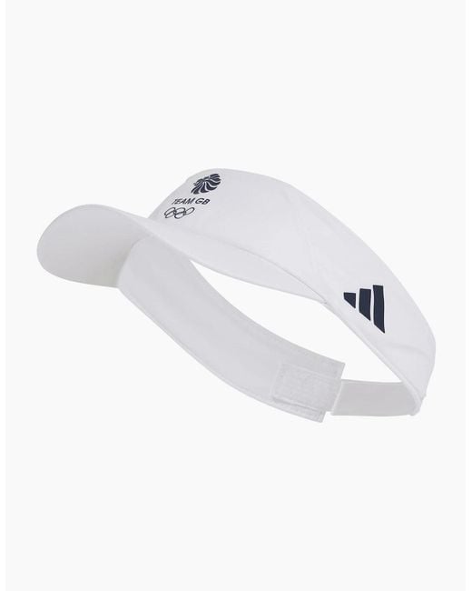 Adidas White Team Gb Pre Curved Visor With Logo for men