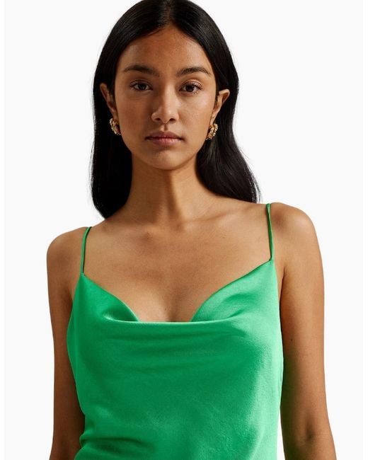 Ted Baker Green Tunca Satin Cowl Neck Evening Midi Dress
