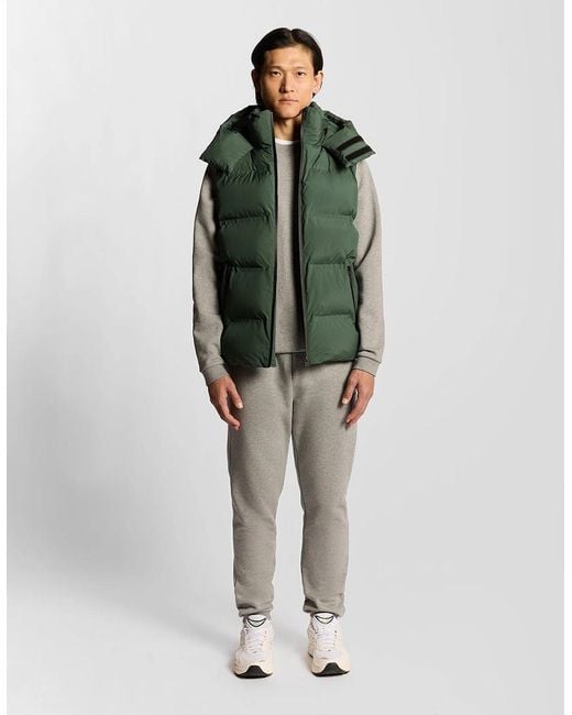 Lyle & Scott Green Heavyweight Hooded Puffer Gilet for men
