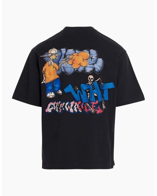 Off-White c/o Virgil Abloh Blue Graff Pupp Over Skate Short Sleeve Tee Outerspace for men