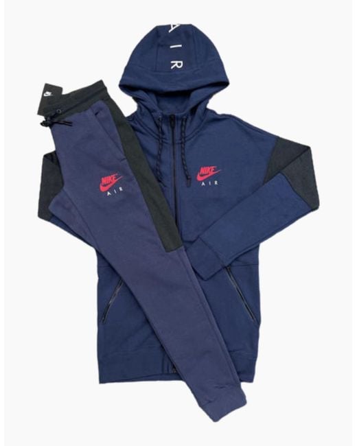 Nike Blue Air Full Zip Fleece Hooded Tracksuit for men