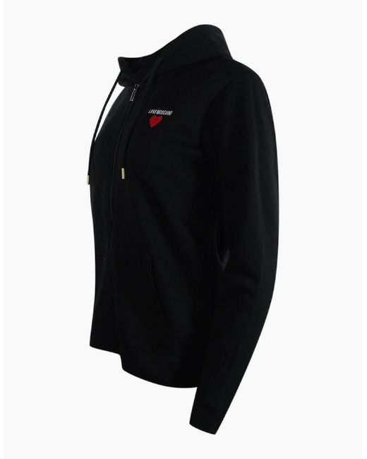 Love Moschino Black Small Bold Heart Logo Zip Hoodie