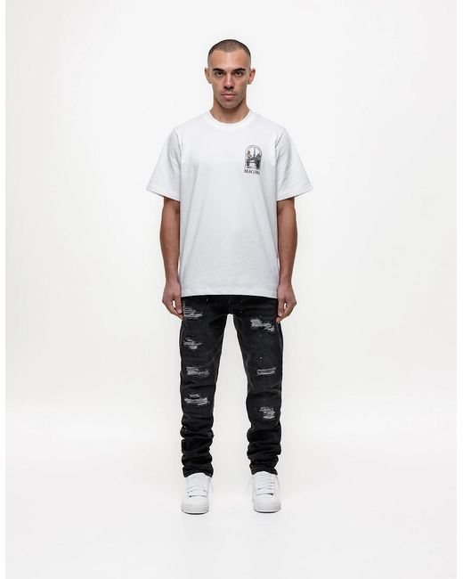 Magrit Black Noir Ripped Slim Jeans for men