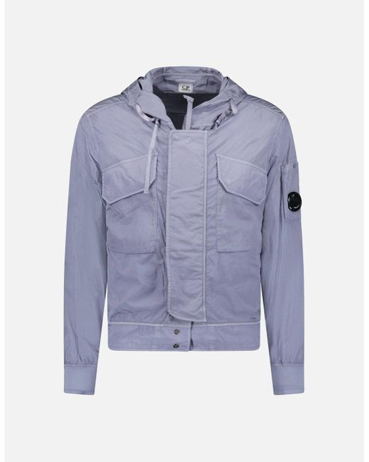 C P Company Blue Chrome-R Hooded Lens Jacket for men