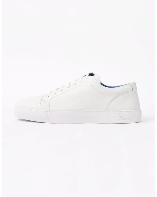 Oliver Sweeney White Hayle Antiqued Calf Leather Trainers for men