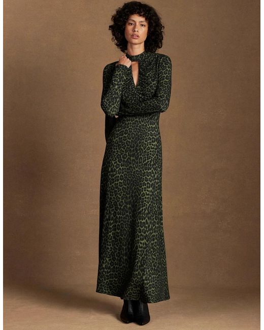 Ro&zo Green Petite Animal Print Keyhole Dress