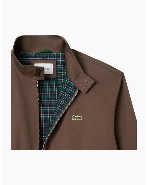 Lacoste Brown Water Repellent Twill Harrington Jacket for men