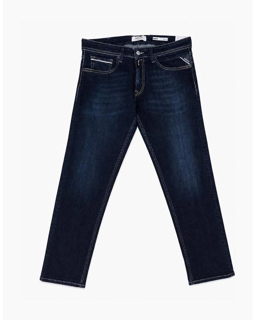 Replay Blue Grover Dark Stretch Straight Leg Jean 007 for men