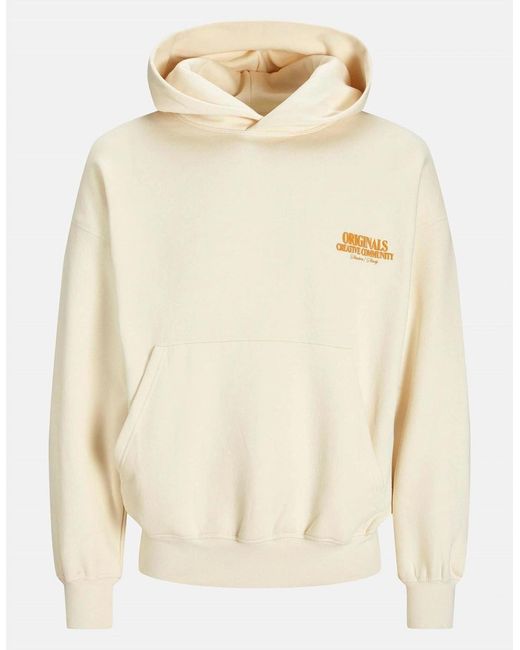 Jack & Jones Natural Lettering Hooded Neck Long Sleeve Sweatshirt for men