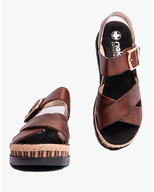 Rieker Brown V7951 Cross Strap Sandals