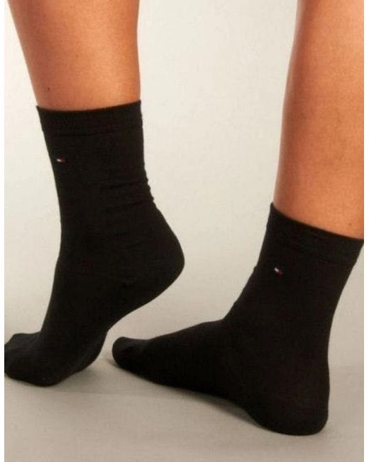 Tommy Hilfiger Black 2-Pack Classic Embroidered Logo Socks