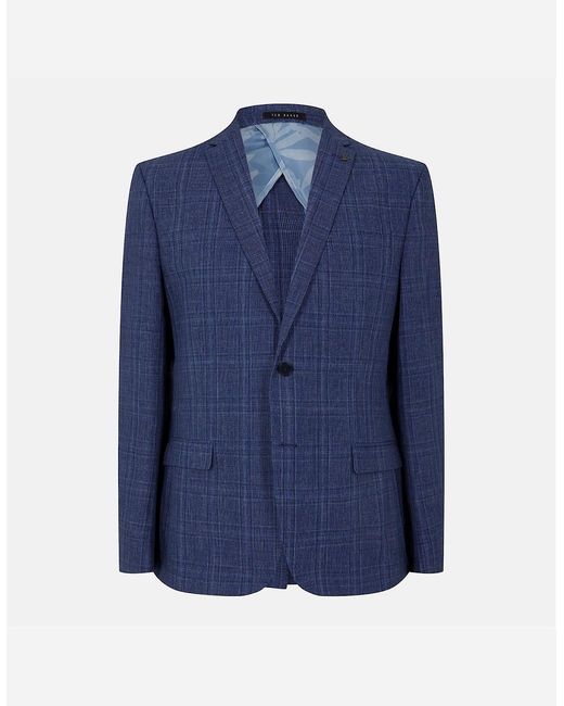 Ted Baker Blue Houndstooth Plaid Suit Jacket for men