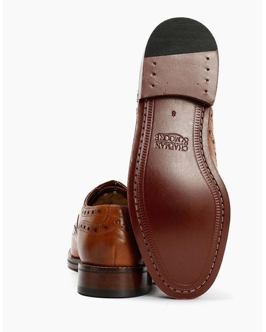 Chapman & Moore Brown Oxford Brogue Leather Tan Burnish Shoes for men