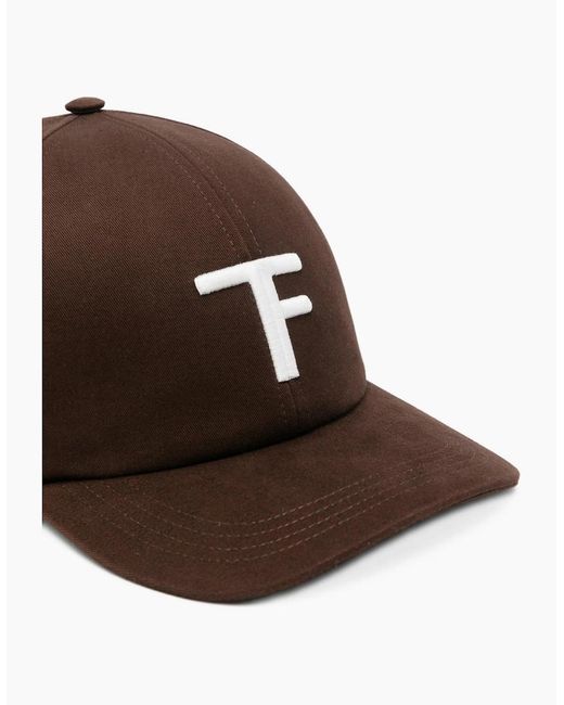 Tom Ford Brown Canvas + Smooth Leather Cap for men